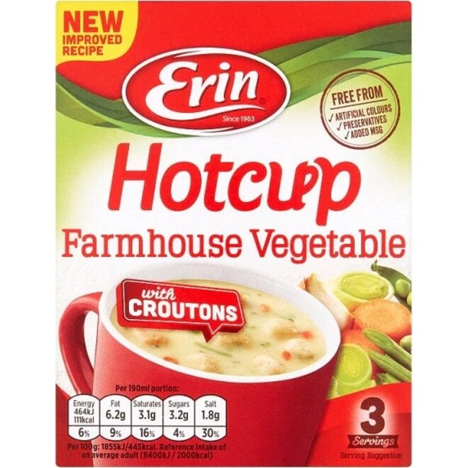 Erin Hot Cup Farmhouse Vegetable Soup with Croutons
