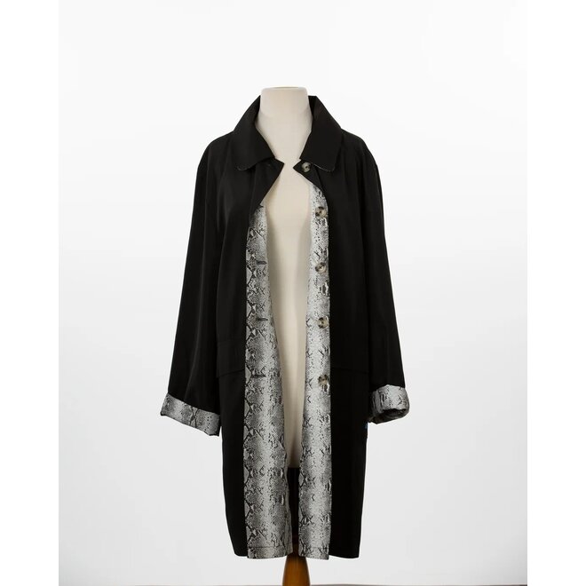 Black & Tan Snakeskin Rain Trench Coat