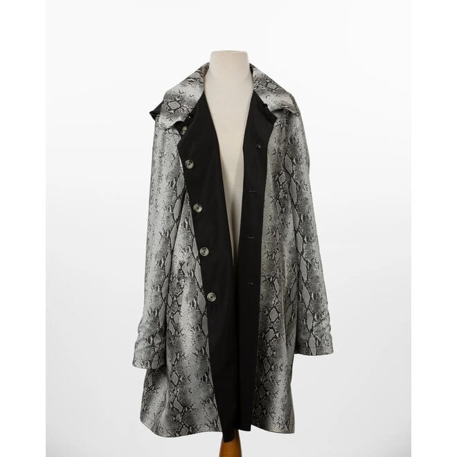 Black & Tan Snakeskin Rain Trench Coat