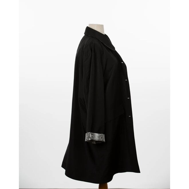 Black & Tan Snakeskin Rain Trench Coat