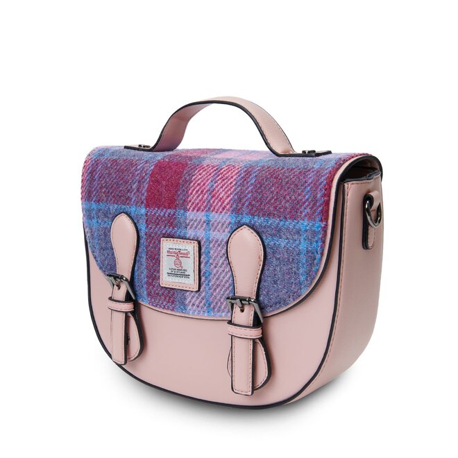 Harris Tweed Pink & Blue Tartan Mini Cobble Satchel