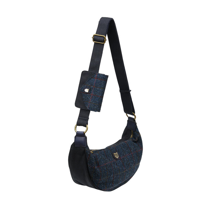 Harris Tweed Navy Tartan Luna Bag