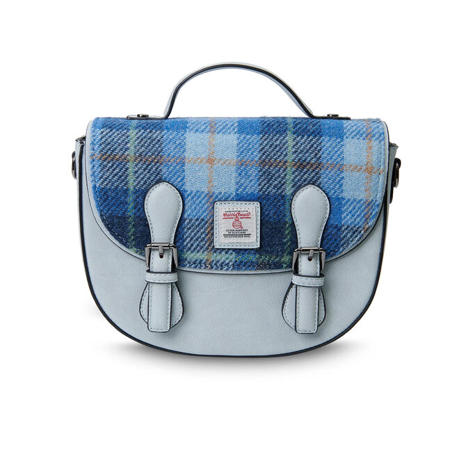 Harris Tweed Blue Tartan Medium Cobble Satchel