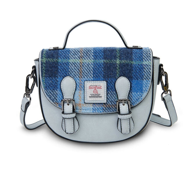 Harris Tweed Blue Tartan Medium Cobble Satchel