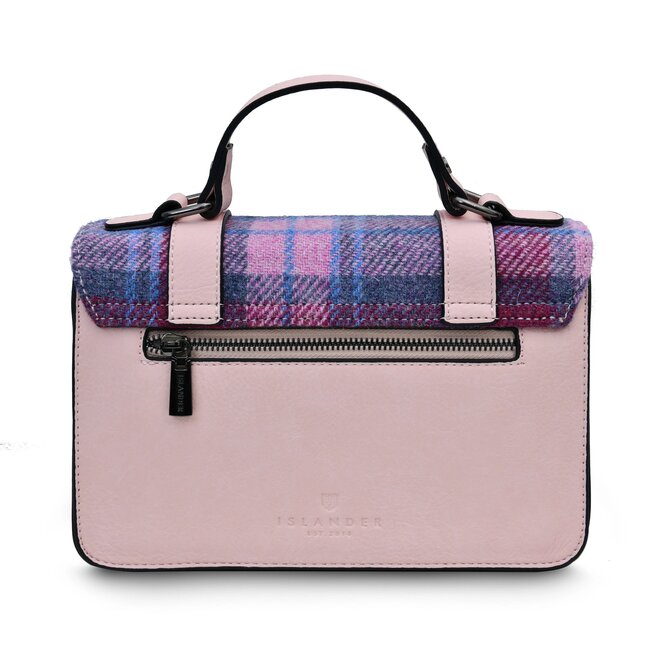 Harris Tweed Pink & Blue Tartan Large Satchel