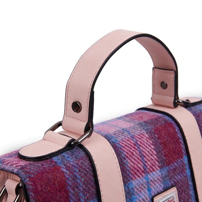 Harris Tweed Pink & Blue Tartan Large Satchel