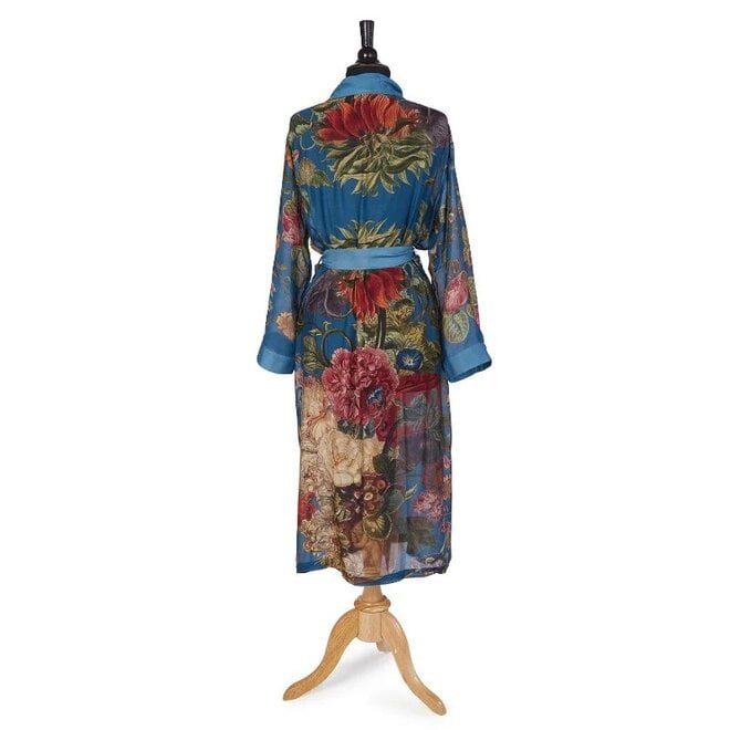 Teal Primula Print Robe Gown