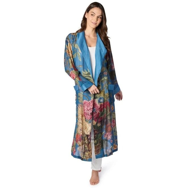Teal Primula Print Robe Gown