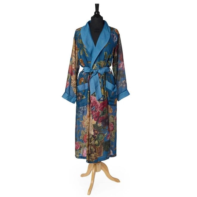 Teal Primula Print Robe Gown