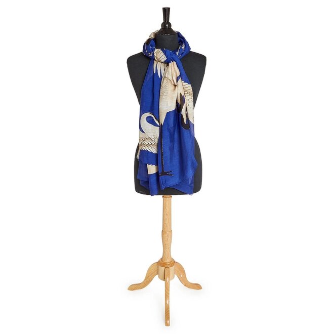 Cobalt Heron Print Scarf