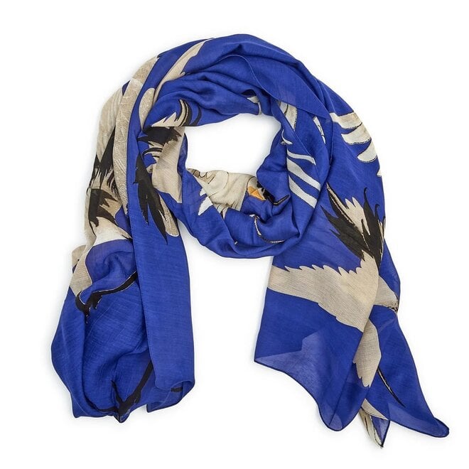 Cobalt Heron Print Scarf