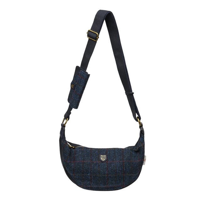 Harris Tweed Navy Over-Check Luna Bag