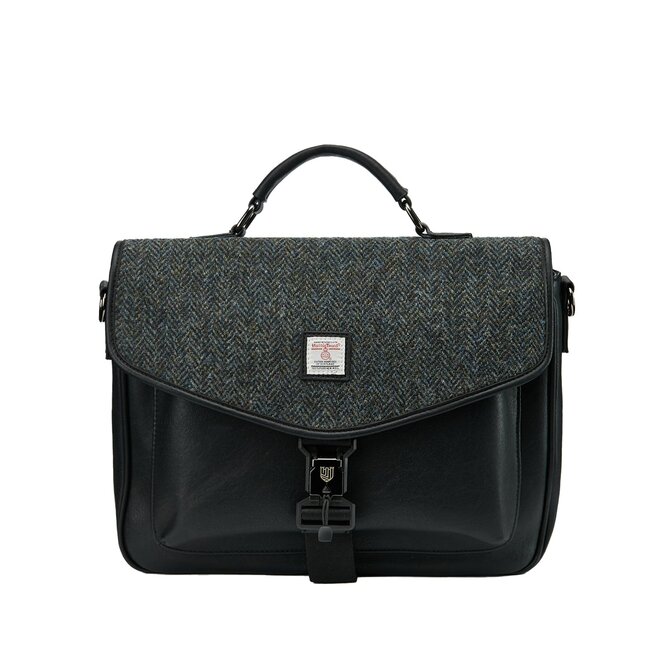 Harris Tweed Black & Grey Herringbone Laptop Bag