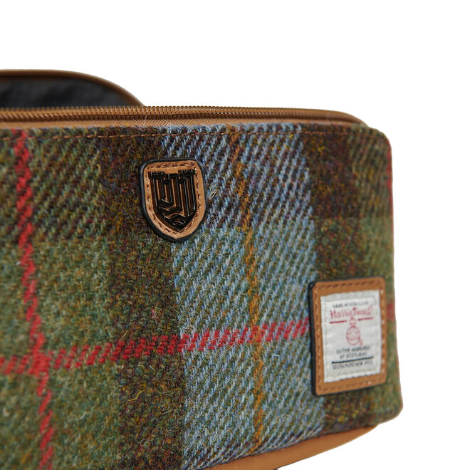 Harris Tweed Chestnut & Blue Tartan Toiletry Bag
