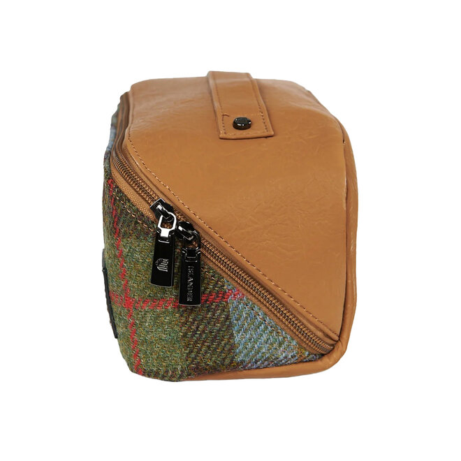 Harris Tweed Chestnut & Blue Tartan Toiletry Bag