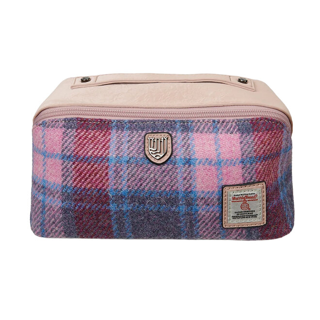 Harris Tweed Pink & Blue Tartan Toiletry Bag