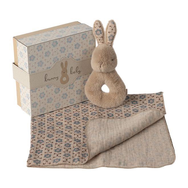 Rabbit Rattle Set - Cream Peach