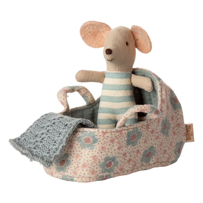 Carry Cot, Baby Mouse - Blue