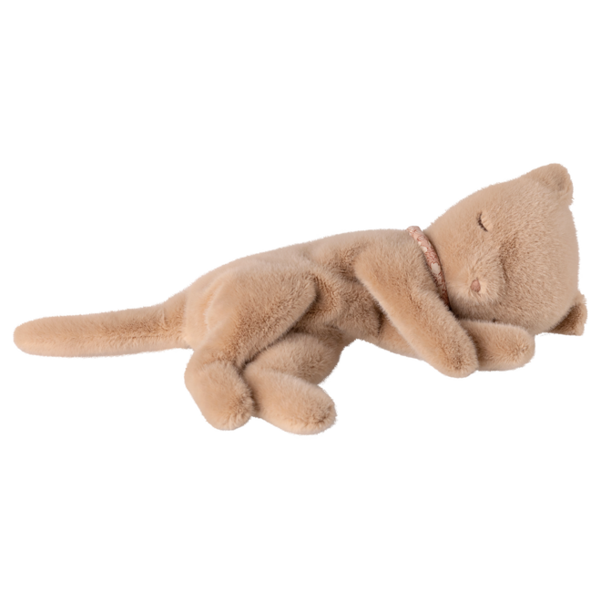 Sleeping Kitten Plush, Small - Cream Peach