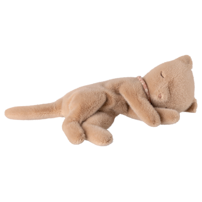 Sleeping Kitten Plush, Small - Cream Peach