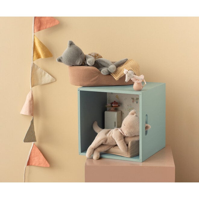 Sleeping Kitten Plush, Small - Cream Peach