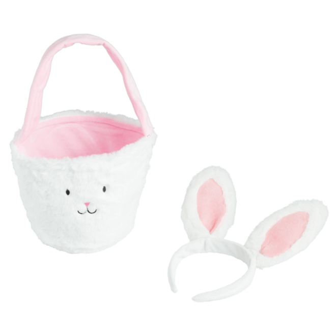 Pink Easter Basket & Light-Up Headband Set