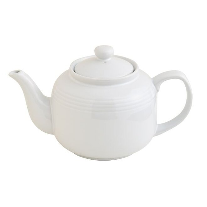 6 Cup White Teapot with Stainless Steel Infuser
