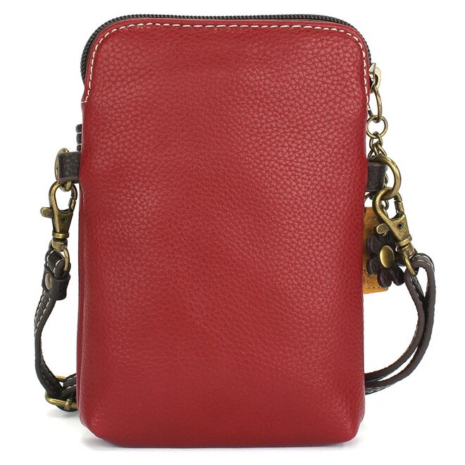 Orange Tabby Cat Crossbody Cellphone Bag - Burgundy