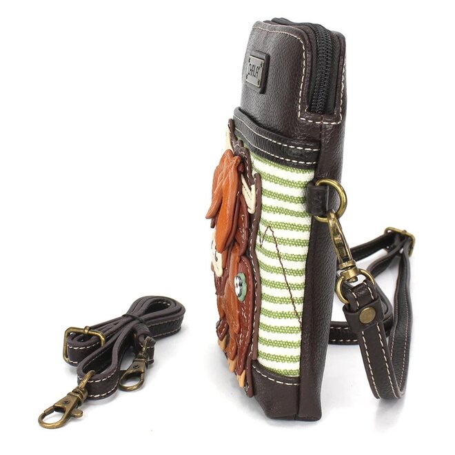 Highland Cow Crossbody Cellphone Bag - Green Stripes