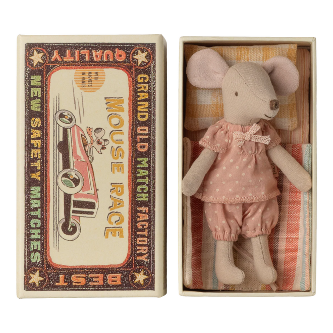 Big Sister Mouse in Matchbox - Pink Polka Dots