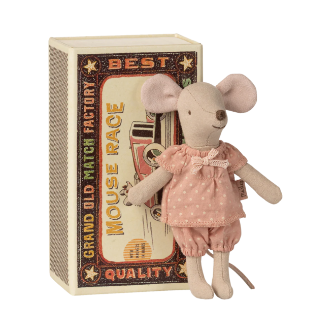 Big Sister Mouse in Matchbox - Pink Polka Dots