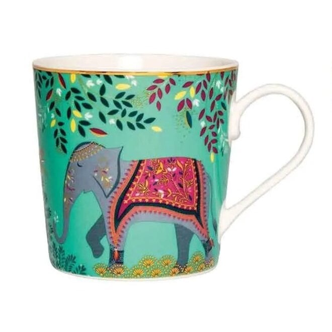 Sara Miller India Elephant's Oasis Mug