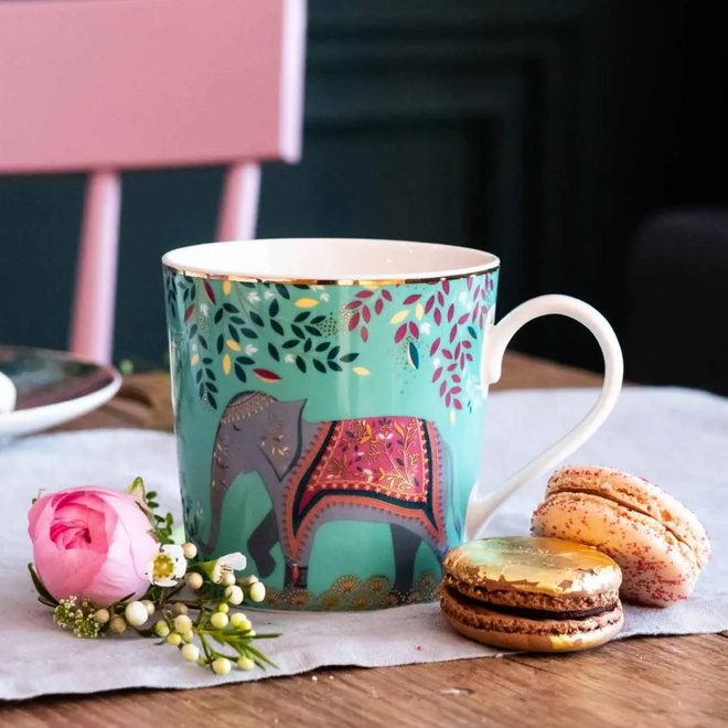 Sara Miller India Elephant's Oasis Mug