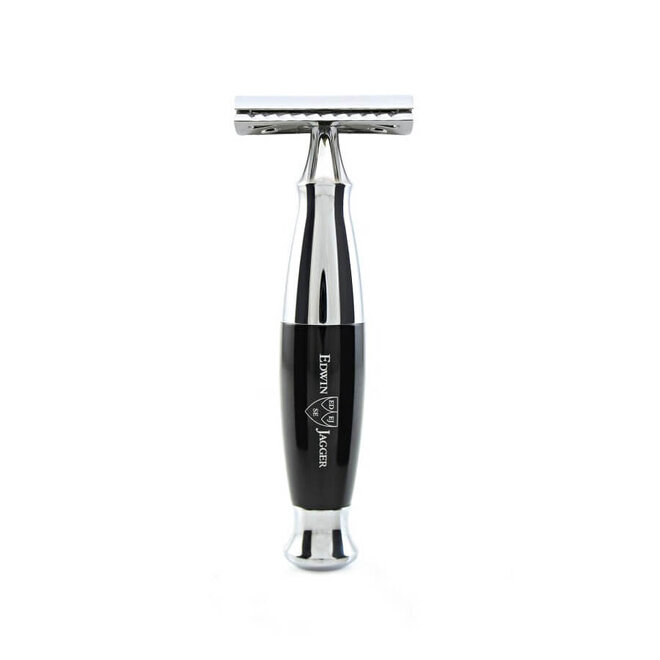 Edwin Jagger Black & Chrome Plated Double Edge Safety Razor