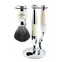 Gillette Mach3 Shaving Set (Imitation Ivory & Chrome, Black Synthetic)