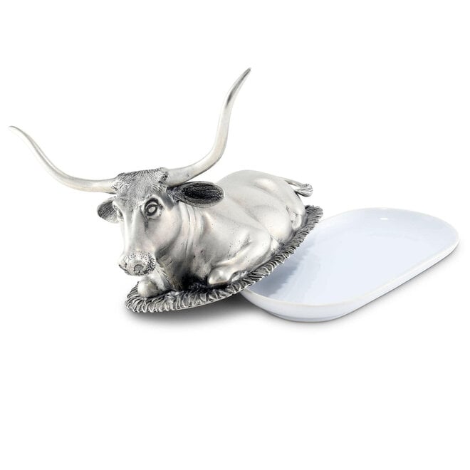 Pewter Longhorn Steer Butter Dish