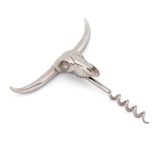 Pewter Cow Skull Wine Pull