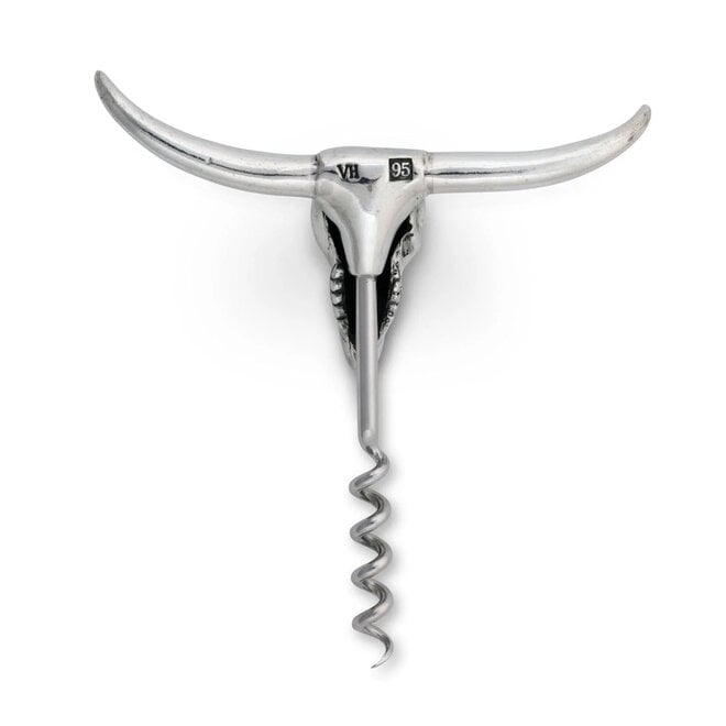 Pewter Cow Skull Wine Pull