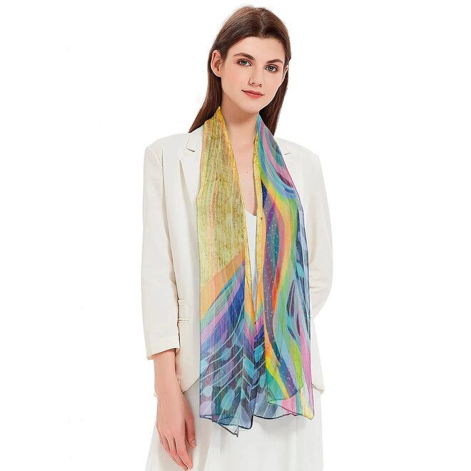 EttaVee "Rainbow Riviera 1" Sheer Scarf
