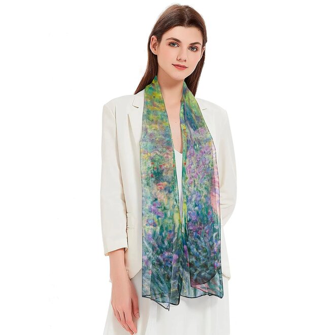 Monet's "Garden at Giverny" Sheer Scarf
