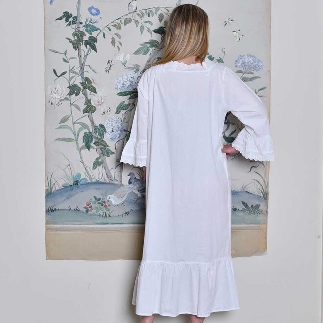 Eloise V-Neck 3/4-Sleeve Nightgown With Lilac Embroidery