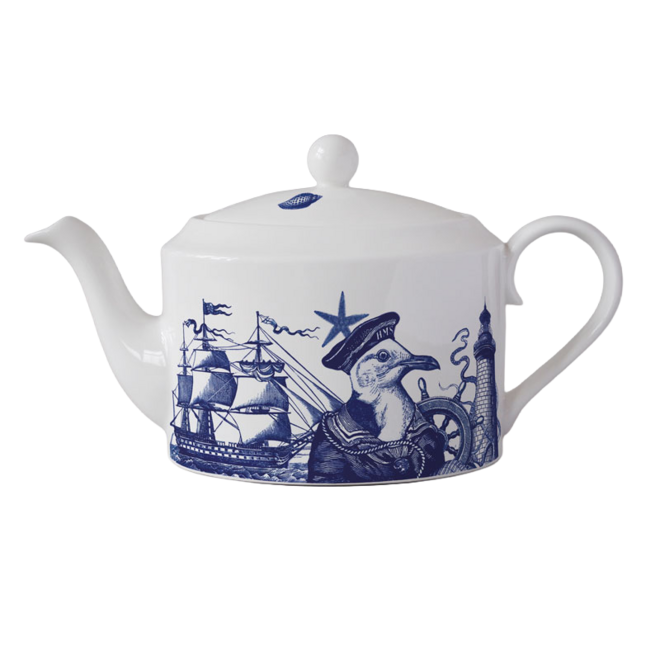 Cobaltic Sea Teapot with Seagull