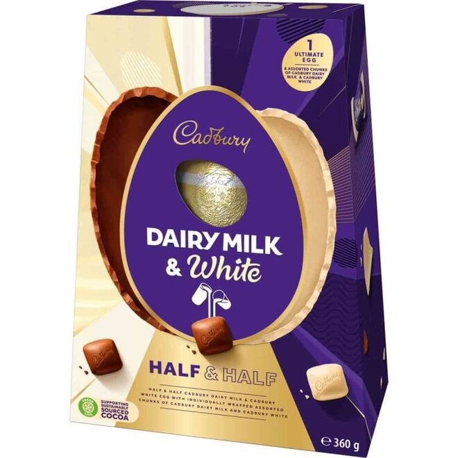 Cadbury Dairy Milk & White Half & Half Ultimate Egg 360g