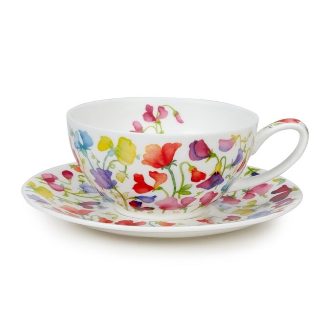 Floral Fiesta Sweet Peas  Cup & Saucer