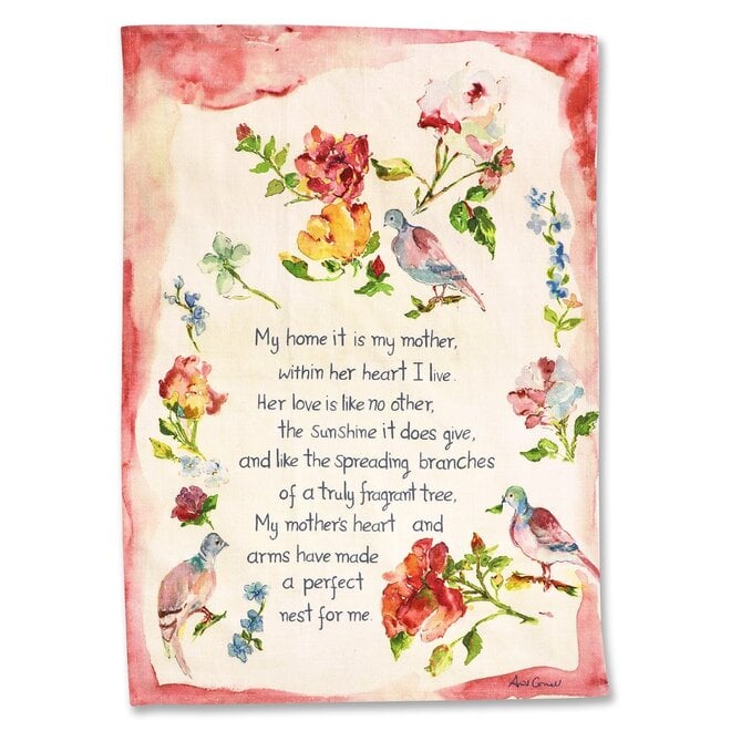 Mother's Poem Watercolor Tea Towel