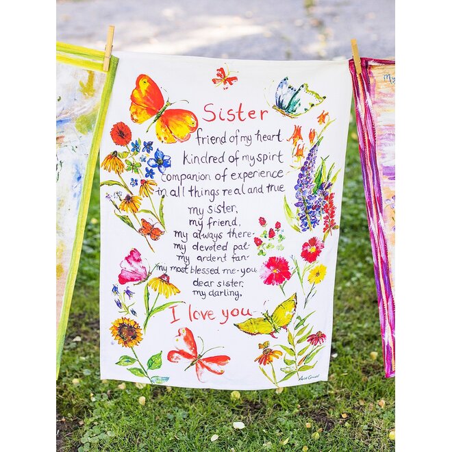 Sister Garden Poem Tea Towel