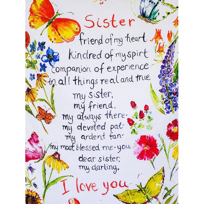 Sister Garden Poem Tea Towel