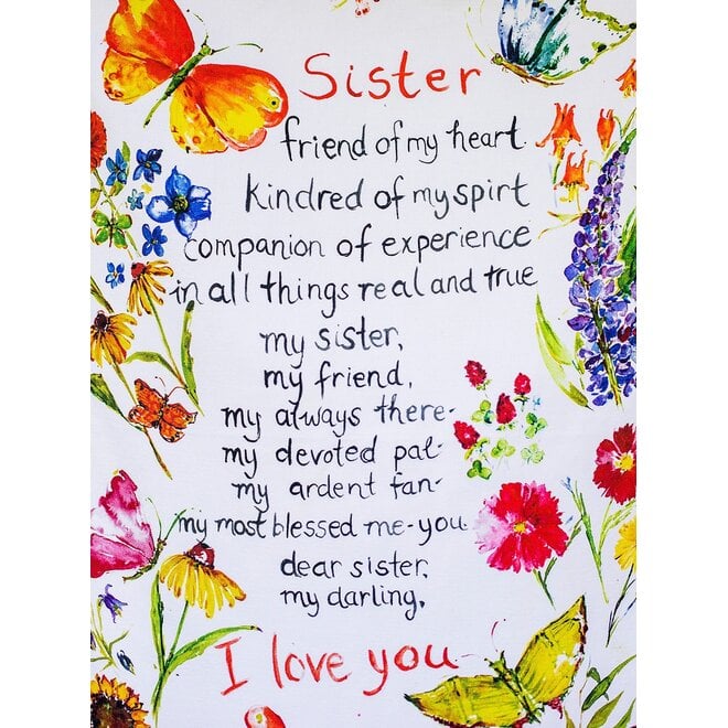 Sister Garden Poem Tea Towel
