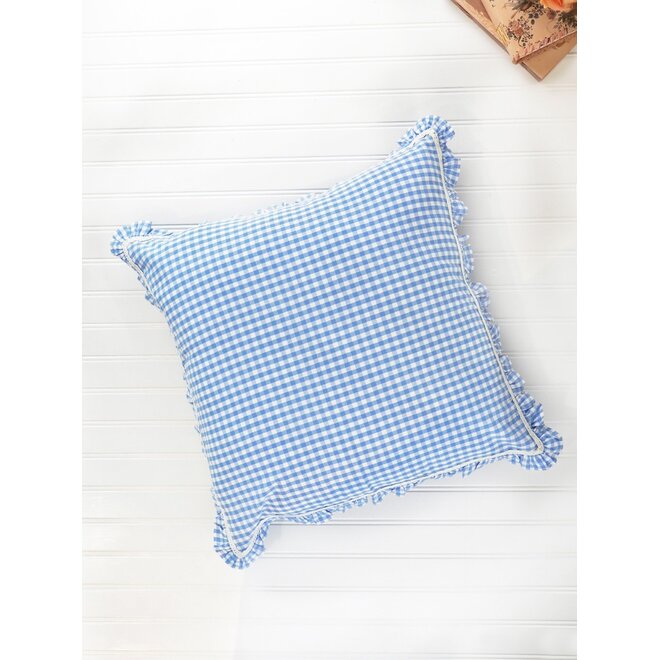Cottage Gingham Blue Cushion