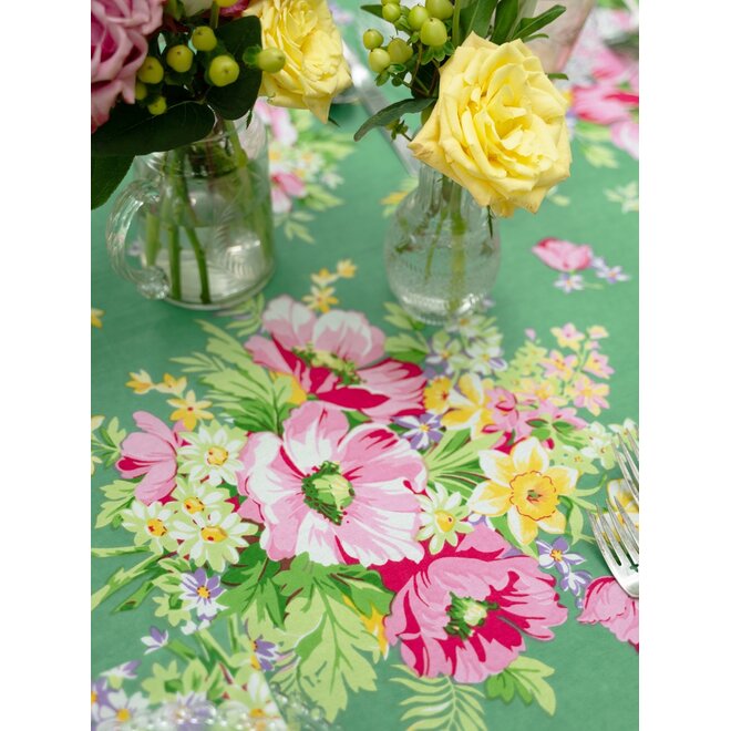 Charming Jade Green 88" Round Tablecloth